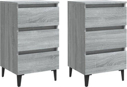 vidaXL - Nachtkastjes - 2 - st - met - metalen - poten - 40x35x69 - cm - grijs - sonoma