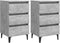 vidaXL - Nachtkastjes - 2 - st - met - metalen - poten - 40x35x69 - cm - betongrijs