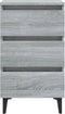 vidaXL - Nachtkastjes - 2 - st - met - metalen - poten - 40x35x69 - cm - grijs - sonoma