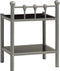 vidaXL - Nachtkastjes - 2 - st - metaal - en - glas - grijs - en - zwart