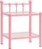 vidaXL - Nachtkastjes - 2 - st - metaal - en - glas - roze - en - transparant