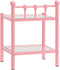 vidaXL - Nachtkastjes - 2 - st - metaal - en - glas - roze - en - transparant