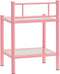 vidaXL - Nachtkastjes - 2 - st - metaal - en - glas - roze - en - transparant