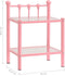 vidaXL - Nachtkastjes - 2 - st - metaal - en - glas - roze - en - transparant