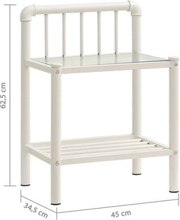vidaXL - Nachtkastjes - 2 - st - metaal - en - glas - wit - en - transparant