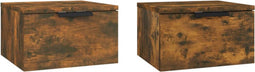 vidaXL - Nachtkastjes - 2 - st - wandgemonteerd - 34x30x20 - cm - gerookt - eikenkleur