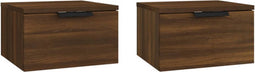 vidaXL - Nachtkastjes - 2 - st - wandgemonteerd - 34x30x20 - cm - bruin - eikenkleur
