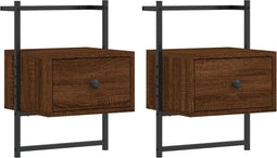 vidaXL - Nachtkastjes - 2 - st - wandgemonteerd - 35x30x51 - cm - hout - bruineiken