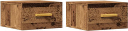 vidaXL - Nachtkastjes - 2 - st - wandgemonteerd - 35x35x20 - cm - oud - houtkleurig
