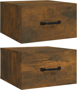 vidaXL - Nachtkastjes - 2 - st - wandgemonteerd - 35x35x20 - cm - gerookt - eikenkleur