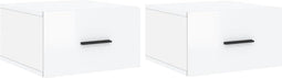 vidaXL - Nachtkastjes - 2 - st - wandgemonteerd - 35x35x20 - cm - hoogglans - wit