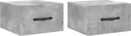 vidaXL - Nachtkastjes - 2 - st - wandgemonteerd - 35x35x20 - cm - betongrijs