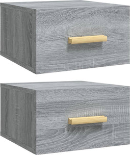 vidaXL - Nachtkastjes - 2 - st - wandgemonteerd - 35x35x20 - cm - grijs - sonoma - eiken