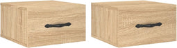 vidaXL - Nachtkastjes - 2 - st - wandgemonteerd - 35x35x20 - cm - sonoma - eikenkleur
