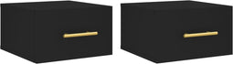vidaXL - Nachtkastjes - 2 - st - wandgemonteerd - 35x35x20 - cm - zwart