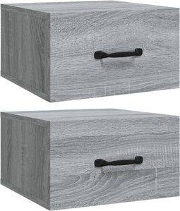 vidaXL - Nachtkastjes - 2 - st - wandgemonteerd - 35x35x20 - cm - grijs - sonoma - eiken