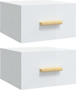 vidaXL - Nachtkastjes - 2 - st - wandgemonteerd - 35x35x20 - cm - hoogglans - wit