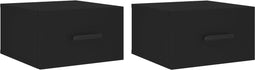 vidaXL - Nachtkastjes - 2 - st - wandgemonteerd - 35x35x20 - cm - zwart