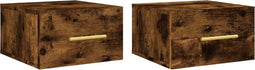 vidaXL - Nachtkastjes - 2 - st - wandgemonteerd - 35x35x20 - cm - gerookt - eikenkleur