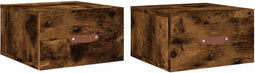 vidaXL - Nachtkastjes - 2 - st - wandgemonteerd - 35x35x20 - cm - gerookt - eikenkleur