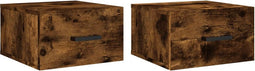 vidaXL - Nachtkastjes - 2 - st - wandgemonteerd - 35x35x20 - cm - gerookt - eikenkleur