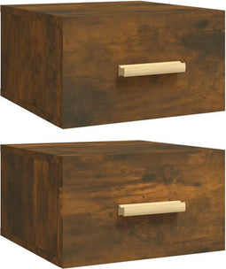 vidaXL - Nachtkastjes - 2 - st - wandgemonteerd - 35x35x20 - cm - gerookt - eikenkleur