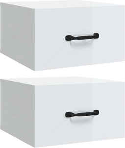 vidaXL - Nachtkastjes - 2 - st - wandgemonteerd - 35x35x20 - cm - hoogglans - wit