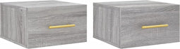 vidaXL - Nachtkastjes - 2 - st - wandgemonteerd - 35x35x20 - cm - grijs - sonoma - eiken