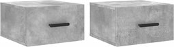 vidaXL - Nachtkastjes - 2 - st - wandgemonteerd - 35x35x20 - cm - betongrijs