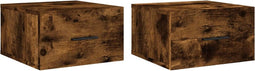 vidaXL - Nachtkastjes - 2 - st - wandgemonteerd - 35x35x20 - cm - gerookt - eikenkleur