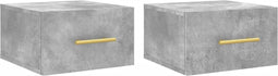 vidaXL - Nachtkastjes - 2 - st - wandgemonteerd - 35x35x20 - cm - betongrijs