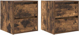 vidaXL - Nachtkastjes - 2 - st - wandgemonteerd - 38x34x40 - cm - gerookt - eikenkleur