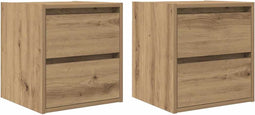 vidaXL - Nachtkastjes - 2 - st - wandgemonteerd - 38x34x40 - cm - artisanaal - eiken