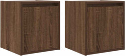 vidaXL - Nachtkastjes - 2 - st - wandgemonteerd - 38x34x40 - cm - bruin - eikenkleur