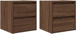 vidaXL - Nachtkastjes - 2 - st - wandgemonteerd - 38x34x40 - cm - bruin - eikenkleur