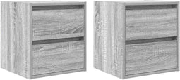 vidaXL - Nachtkastjes - 2 - st - wandgemonteerd - 38x34x40 - cm - grijs - sonoma - eiken