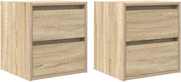vidaXL - Nachtkastjes - 2 - st - wandgemonteerd - 38x34x40 - cm - sonoma - eikenkleur