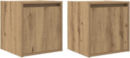 vidaXL - Nachtkastjes - 2 - st - wandgemonteerd - 38x34x40 - cm - artisanaal - eiken