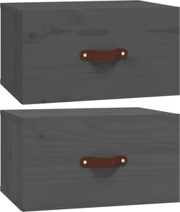 vidaXL - Nachtkastjes - 2 - st - wandgemonteerd - 40x29,5x22 - cm - grijs
