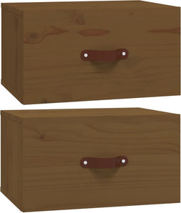 vidaXL - Nachtkastjes - 2 - st - wandgemonteerd - 40x29,5x22 - cm - honingbruin