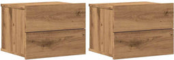 vidaXL - Nachtkastjes - 2 - st - wandgemonteerd - 40x32x30 - cm - artisanaal - eiken