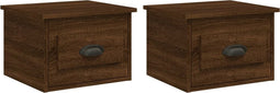 vidaXL - Nachtkastjes - 2 - st - wandgemonteerd - 41,5x36x28 - cm - bruin - eikenkleur