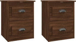 vidaXL - Nachtkastjes - 2 - st - wandgemonteerd - 41,5x36x53 - cm - bruin - eikenkleur