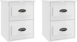 vidaXL - Nachtkastjes - 2 - st - wandgemonteerd - 41,5x36x53 - cm - hoogglans - wit