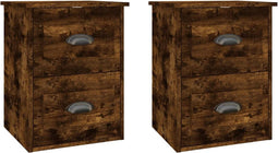 vidaXL - Nachtkastjes - 2 - st - wandgemonteerd - 41,5x36x53 - cm - gerookt - eiken