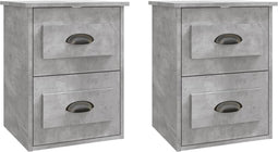 vidaXL - Nachtkastjes - 2 - st - wandgemonteerd - 41,5x36x53 - cm - betongrijs