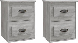 vidaXL - Nachtkastjes - 2 - st - wandgemonteerd - 41,5x36x53 - cm - grijs - sonoma