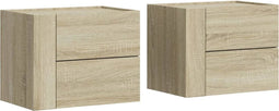 vidaXL - Nachtkastjes - 2 - st - wandgemonteerd - 45x30x35 - cm - sonoma - eikenkleur