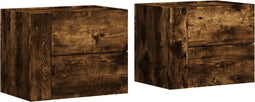 vidaXL - Nachtkastjes - 2 - st - wandgemonteerd - 45x30x35 - cm - gerookt - eikenkleur