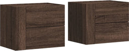 vidaXL - Nachtkastjes - 2 - st - wandgemonteerd - 45x30x35 - cm - bruin - eikenkleurig